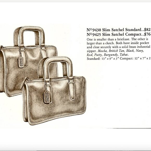 Coach Vintage - 1970s Slim Satchel 9430 Handbag in Black, NYC Factory, Talon ZIp - Picture 3 of 15